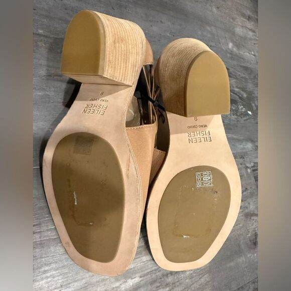 NWOT Eileen Fisher, tan, Peep toe sandals size 9 - Picture 6 of 6